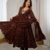 Gown And Dupatta Set WITH Heavy Faux Georgette With Embroidery Work With Fancy Full Sleeve
