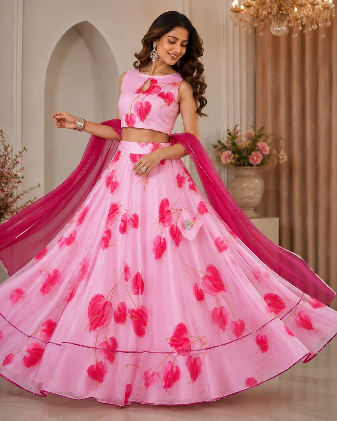 lehnga Dupatta WITH Pure Jimmy organza silk digital printed lehnga .
