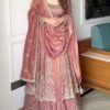 TOP Plazzo Dupatta WITH Crunchy Silk Heavy Embroidery Sequence Work With  Sleeves Fabric