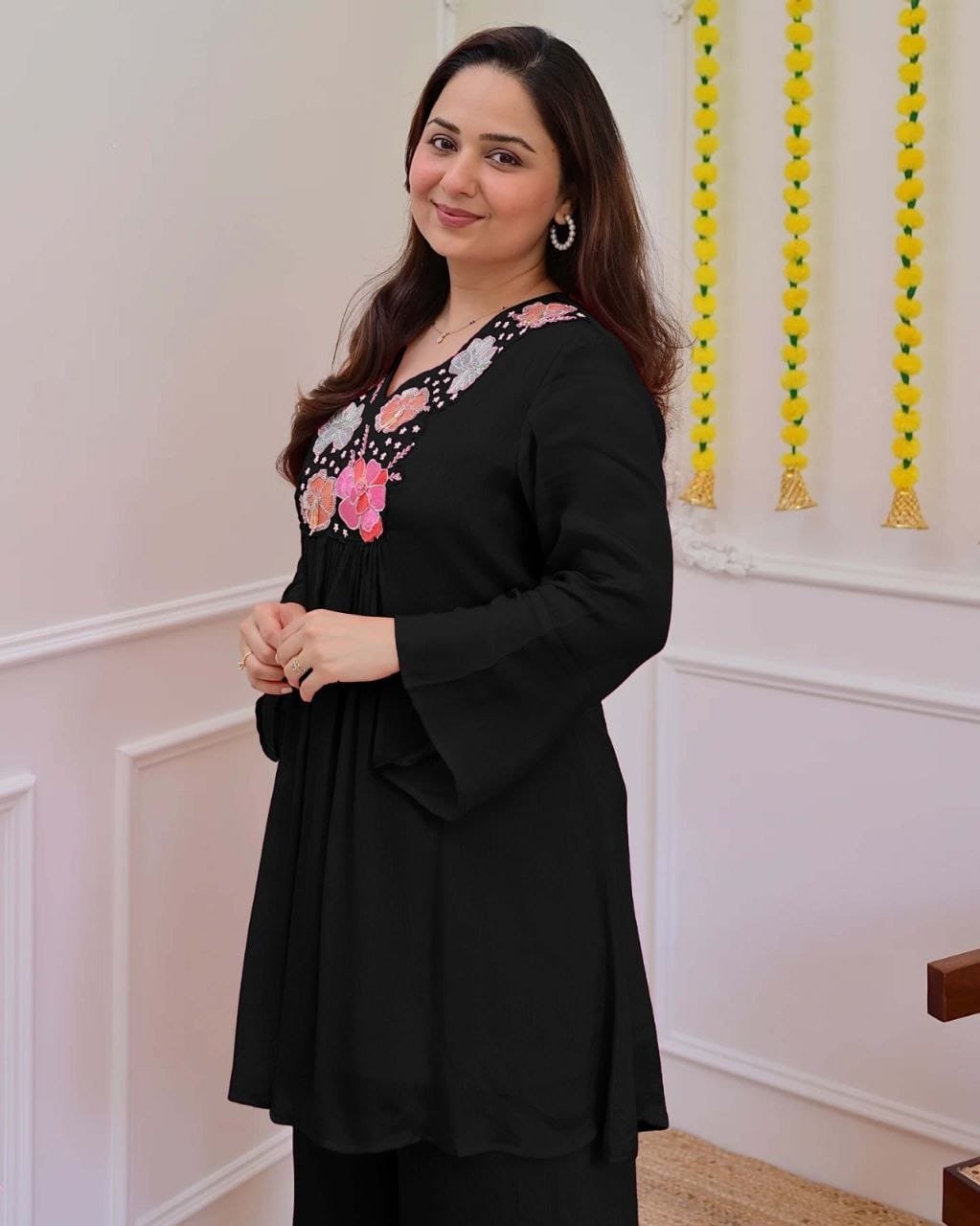 Co-ord WITH Festive season calls for outfits that shine as bright as the celebrations! Featuring this must-have festive pure Georgette Co-ord Sets, crafted with finest detailing, embroidery and designed for comfort and elegance. - Image 5