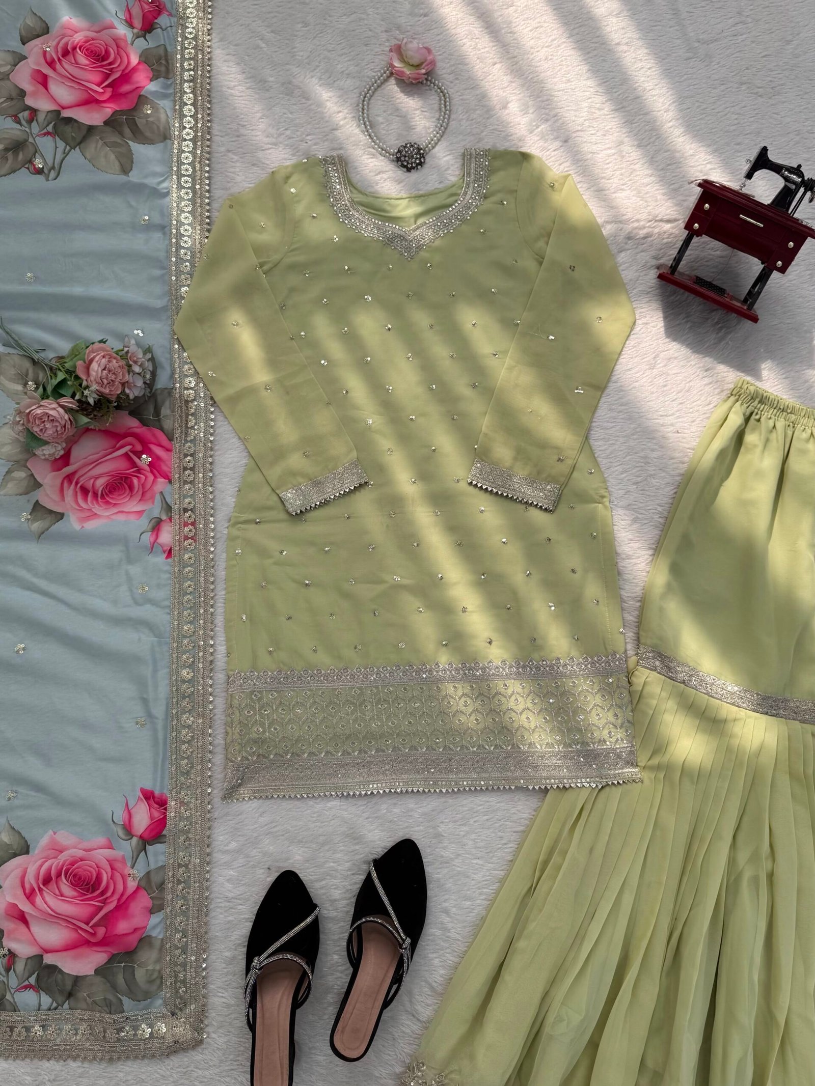 Anarkali Pent Dupatta WITH Faux Georgette WITH Crafted in Classy Tones with Premium Fabric & Detailing - Image 4
