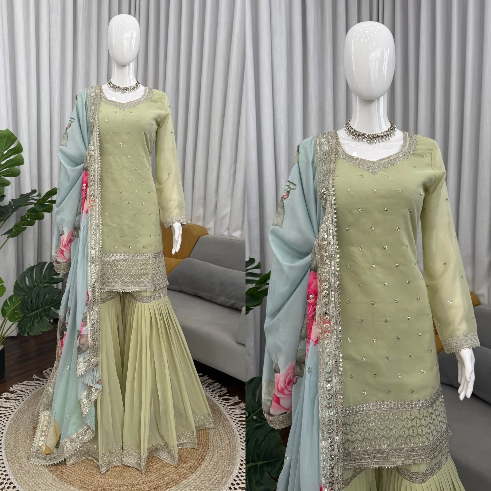 Anarkali Pent Dupatta WITH Faux Georgette WITH Crafted in Classy Tones with Premium Fabric & Detailing - Image 3