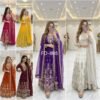 Gwon & Pent & dupatta WITH Pure Fox Georgette With Embroidery 5mm Sequences Work With Full-Sleeves With (Ped&Latkan Dori)