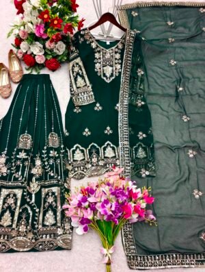 TOP Sarara Dupatta WITH Pure Fox Georgette With Embroidery 5mm Sequences Work With Full-Sleeves