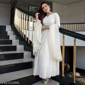 Alternative view of GOWN WITH DUPATTA WITH COTTON ANARKALI GOWN FABRIC