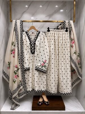 TOP WITH @ PLAZO @ DUPPATA WITH IMPORTED MALAI SATIN WITH DIGITAL PRINT