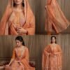 TOP BOTTOM DUPATTA WITH ORGANZA SILK WORK WITH POSITION PRINT FABRIC