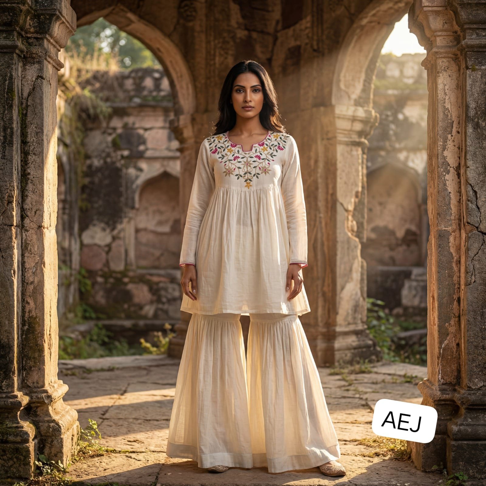 AK COLLECTIONS TOP BOTTOM Vichitra Silk Embellished With Thread Sequins Embroidered Work.