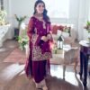 AK TOP-PLAZZO DUPATTA SET WITH HEAVY FRANCH CRAP FABRIC DESIGNER HEAVY FRANCH CRAP EMBROIDERED SEQUENCE WORK WITH FANCY TOP-PLAZZO DUPATTA SET