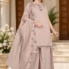 AK Suit Set WITH Featuring beautiful Heavy Sleeveles Suit Set which is beautifully decorated Embroidered. It is paired with Plazzo Complet Lining with Beautiful work