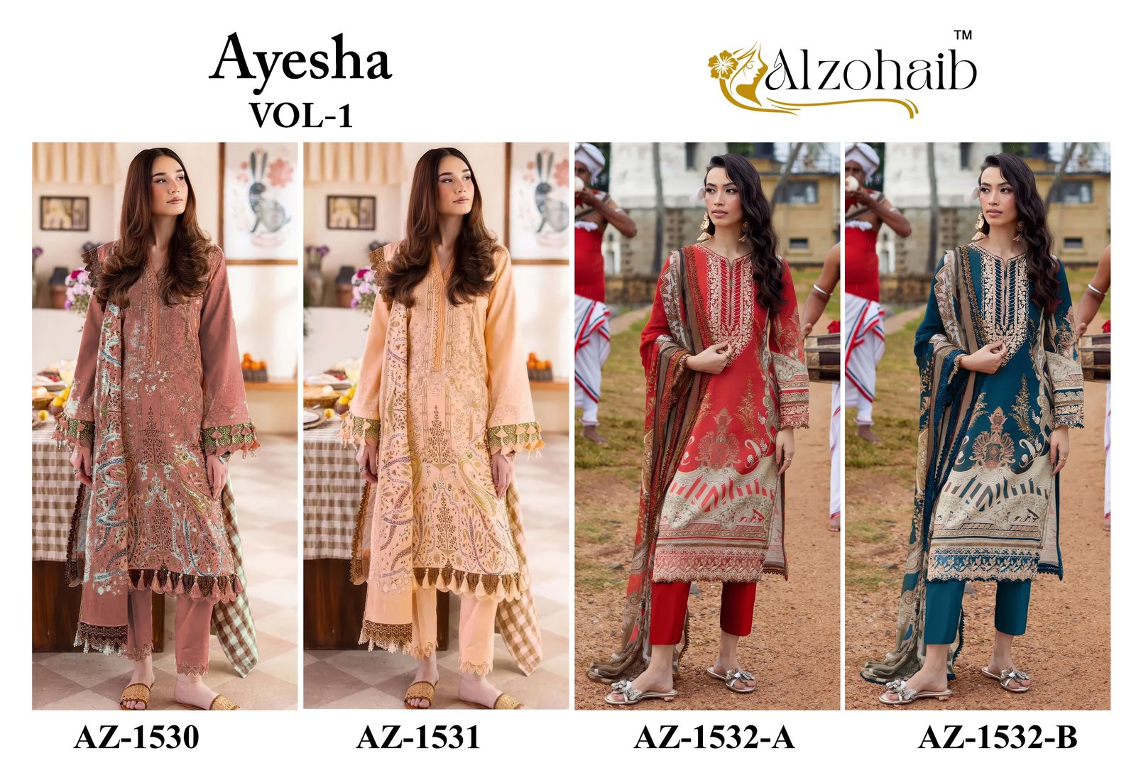 ALZOHAIB Ayesha vol 1 TOP Bottom Dupatta WITH pure cotton with heavy patch work - Image 5