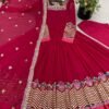 AK Anarkali Three Piece Set WITH Heavy Georgette WITH Heavy Multi Thread 5mm Embroidery Sequence Work 