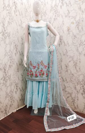 Alternative view of TOP PLAZO DUPATTA WITH