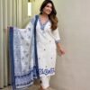 AK Kurti Pent Dupatta Set WITH Khadi Cotton Fabric with Beautiful Embroidery