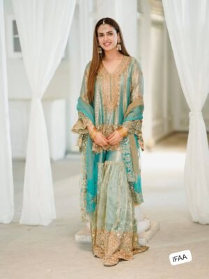 AK COLLECTION KURTI & SHARARA SET WITH beautiful FENDY SILK Fabric