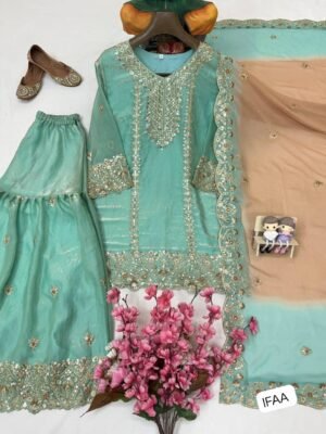 Alternative view of AK COLLECTION KURTI & SHARARA SET WITH beautiful FENDY SILK Fabric
