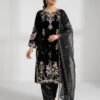 AK COLLECTION TOP , PANT WITH DUPATTA WITH GLASS ROMAN FABRIC THIS WEDDING SEASON WEAR OUR BEAUTIFUL EMBROIDERED TOP , PANT WITH DUPATTA