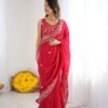 AK COLLECOTION SAREE WITH Havy Fendy Silk WITH Elegant Thred & Sequin Embroidery