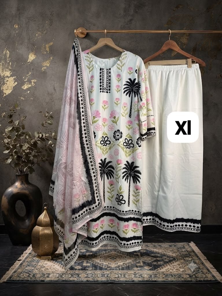 AK CO-ORDS WITH PRINTED SILK CRAPE DUPATTA WITH IMPORTED SATIN BLEND FABRIC WITH Trending long cord sets - Image 2