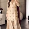 Top & Sarara & Dupatta WITH Pure Natural Crep With Embroidery 5mm Siqwans Work With FABRIC Full-Sleeves Work 